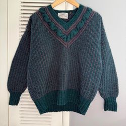 Vintage 90s DONEGAL II Jamie Burns Hand Loomed 100% Wool Fair Isle Sweater Sz Large Women’s