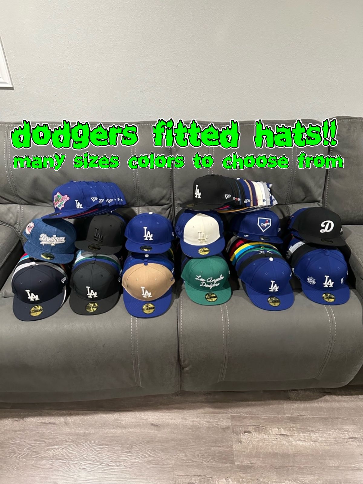 MLB New Era Los Angeles Dodgers Multiple Colors 59fifty Fitted Hats Size 7, 7 1/8, 7 1/4, 7 3/8,  And 7 1/2,