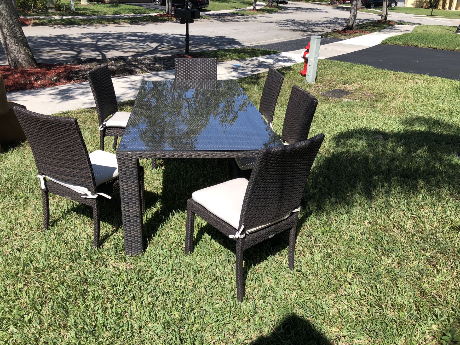 Patio Furniture-Kevin Charles 6 Chair Patio Dining Set