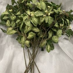 Christmas greenery stems with glittered leaves. Never used. 