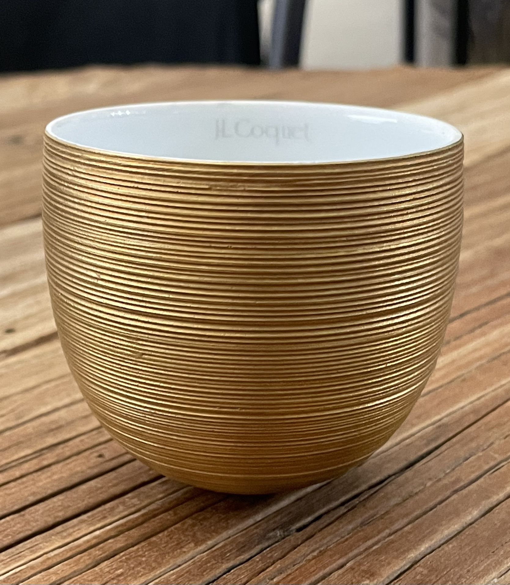 J.L. Coquet French Gold On White Porcelain Hemisphere Small Bowl