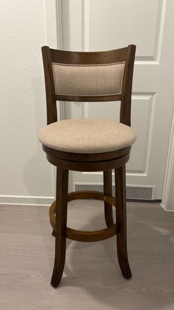 Set of 2 Swivel Bar Stools – Brown & Beige