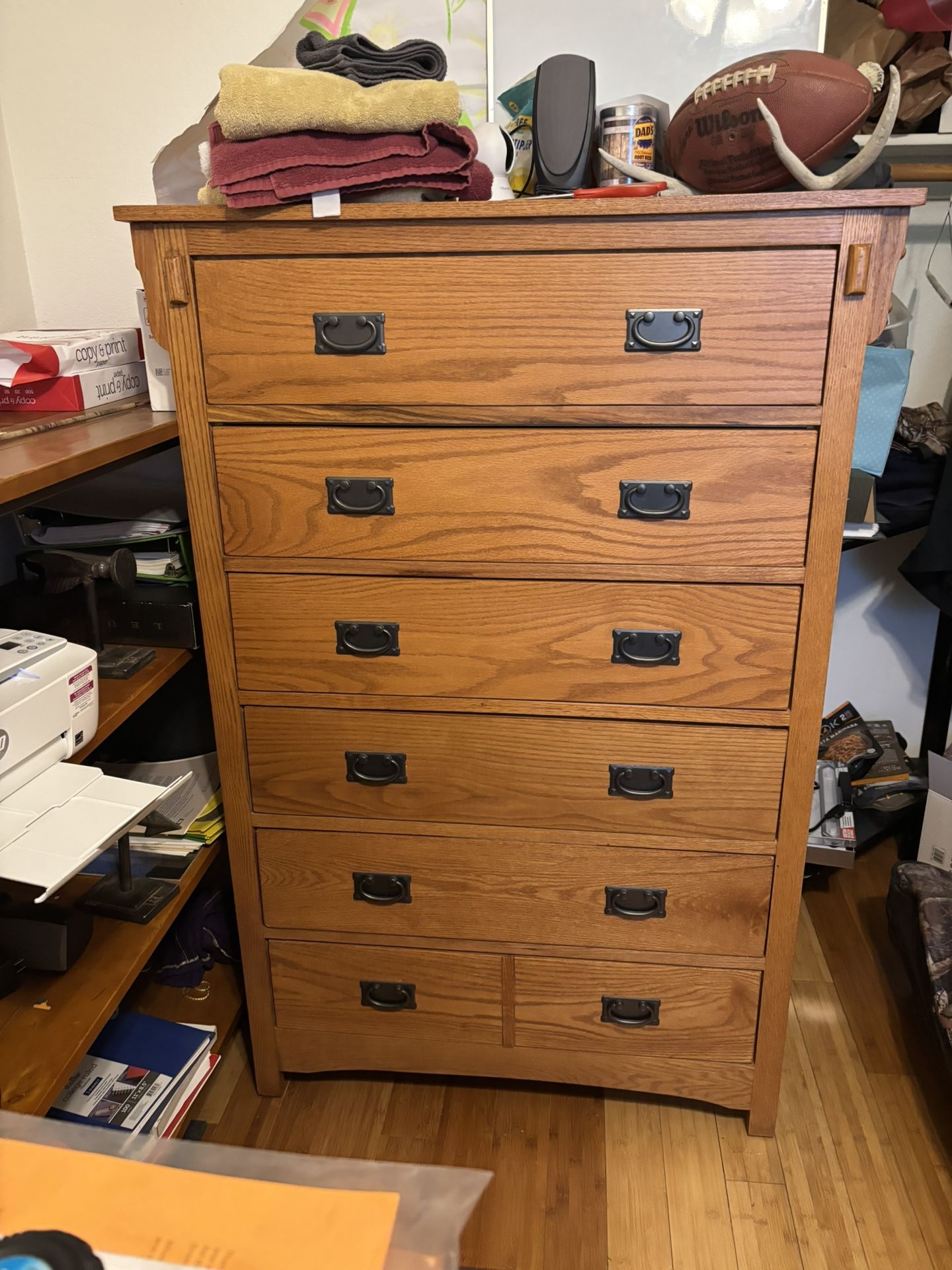 Tall Wood Dresser, 6 Drawers