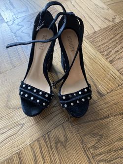 Schutz Torah Black Velvet Sandal