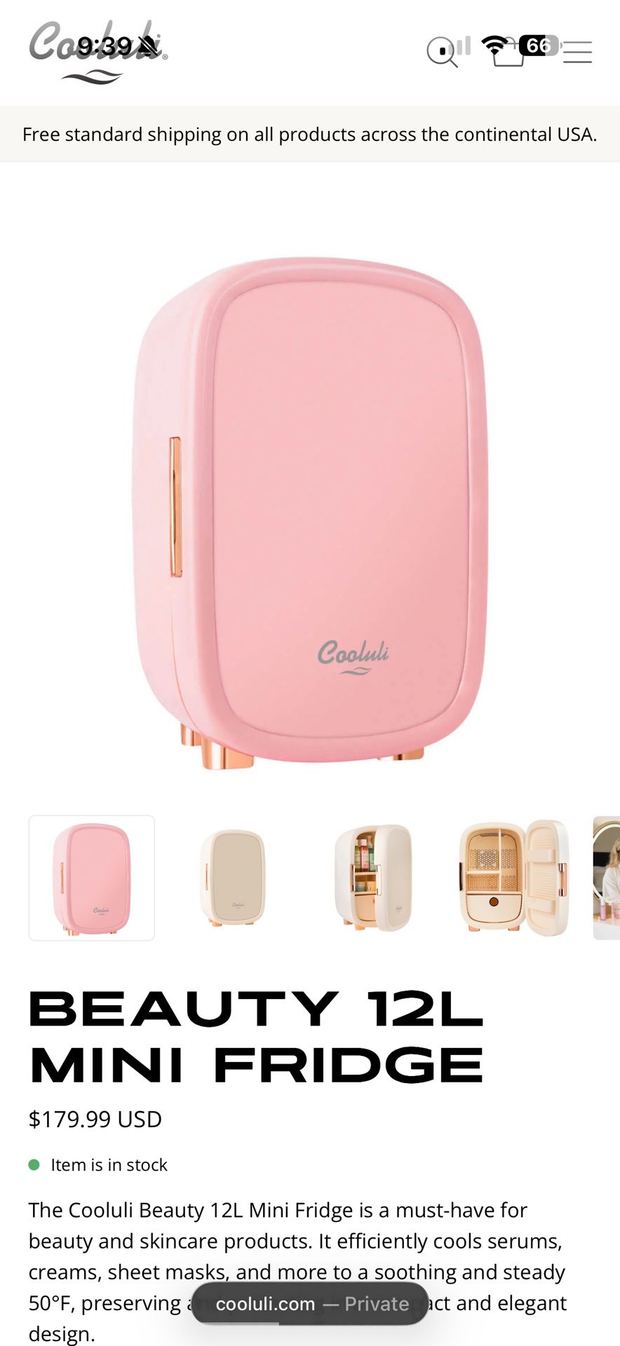 Cooluli 12L Beauty skin care Mini Refrigerator