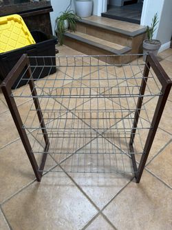 Metal and Wooden Shoe Rack