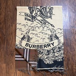 Burberry Wide Reversible Cashmere Scarf With Bag + Tags