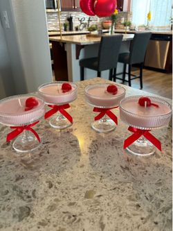 Cherry Glass Candle Set of 4
