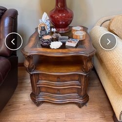 Solid End Table with Two Drawers