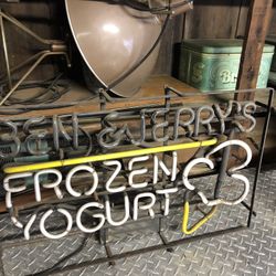 Vintage Ben & Jerry neon frozen yogurt sign 