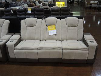 Rutherford Home Lex Two Tone Living Room 3pc Set (Manual) - Two-Tone Tan | Recliner | Reclining Chair