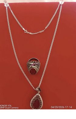 Silver Ring And Necklace Set