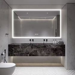 48” LED Bathroom Mirror w/ Bluetooth Speaker – Modern Lighted Vanity Mirror (Luxury) 