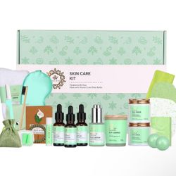 Facial Skin Care Set & Spa Kit - Gift for Women Ideas, Self-care Relaxation Gifts, Skin Care Collection with Essential Oils, Hyaluronic Acid, Vitamin 