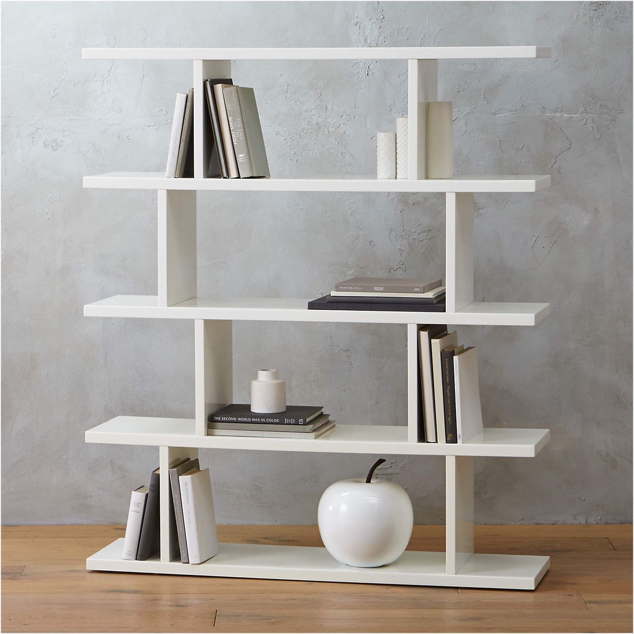 CB2 White Asymmetrical Bookcase