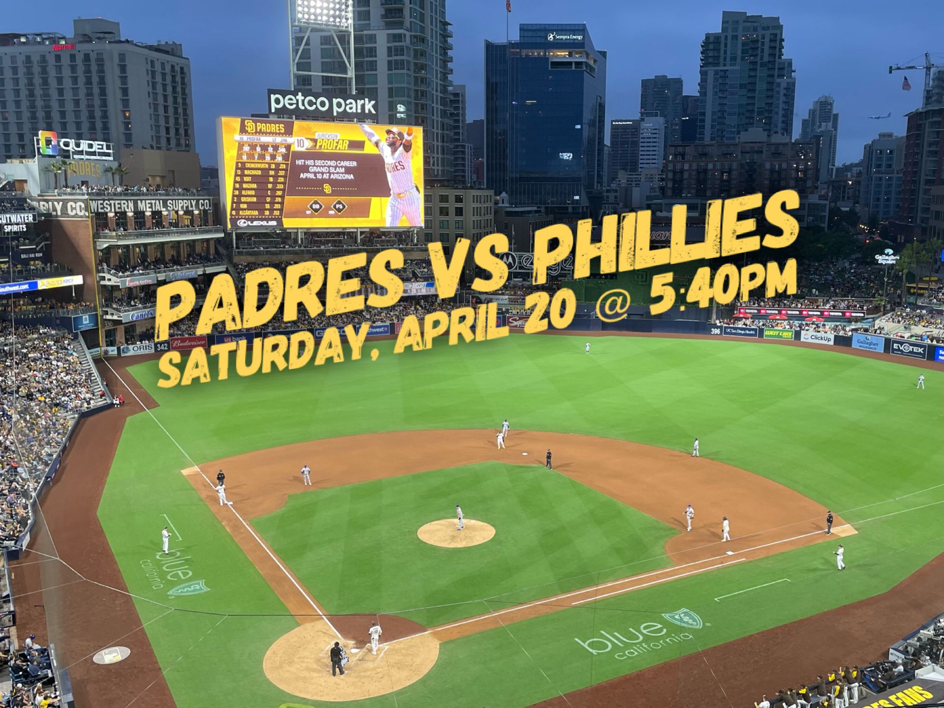 Padres vs Phillies MLB Baseball Tickets - Saturday, April 27, 5:40pm