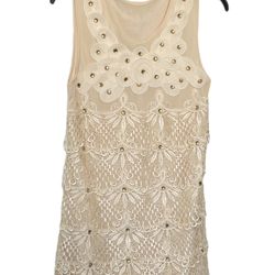 Women's Embellished Lace Fully Lined Sleeveless Cocktail Dress  Peach Size Small