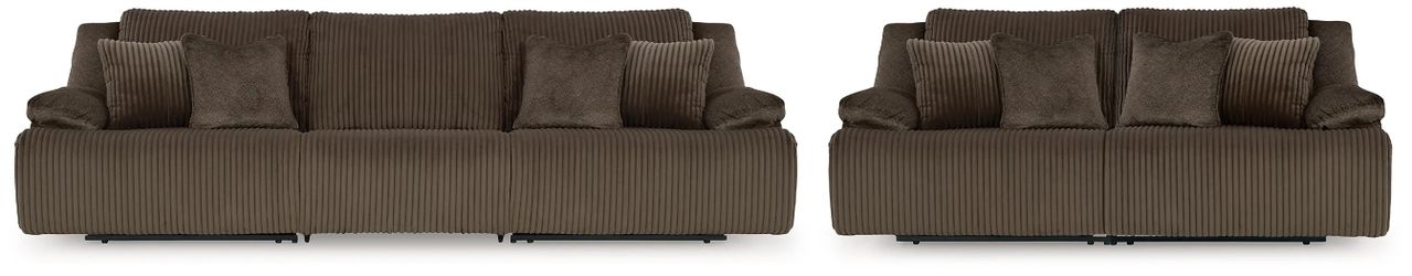 Top Tier Chocolate 3-Piece Reclining Sofa and 2-Piece Reclining Loveseat