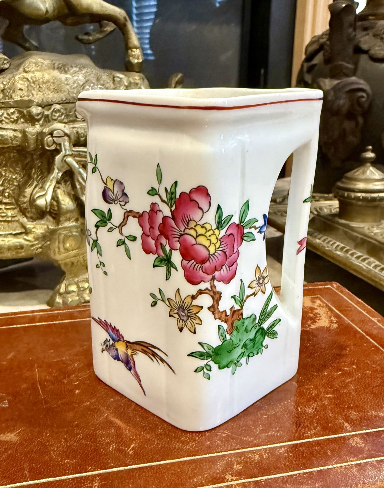 THE CUNARD STEAMSHIP COMPANY TUSCAN CHINA LIVERPOOL CREAMER MILK JUG FlORAL BIRD
