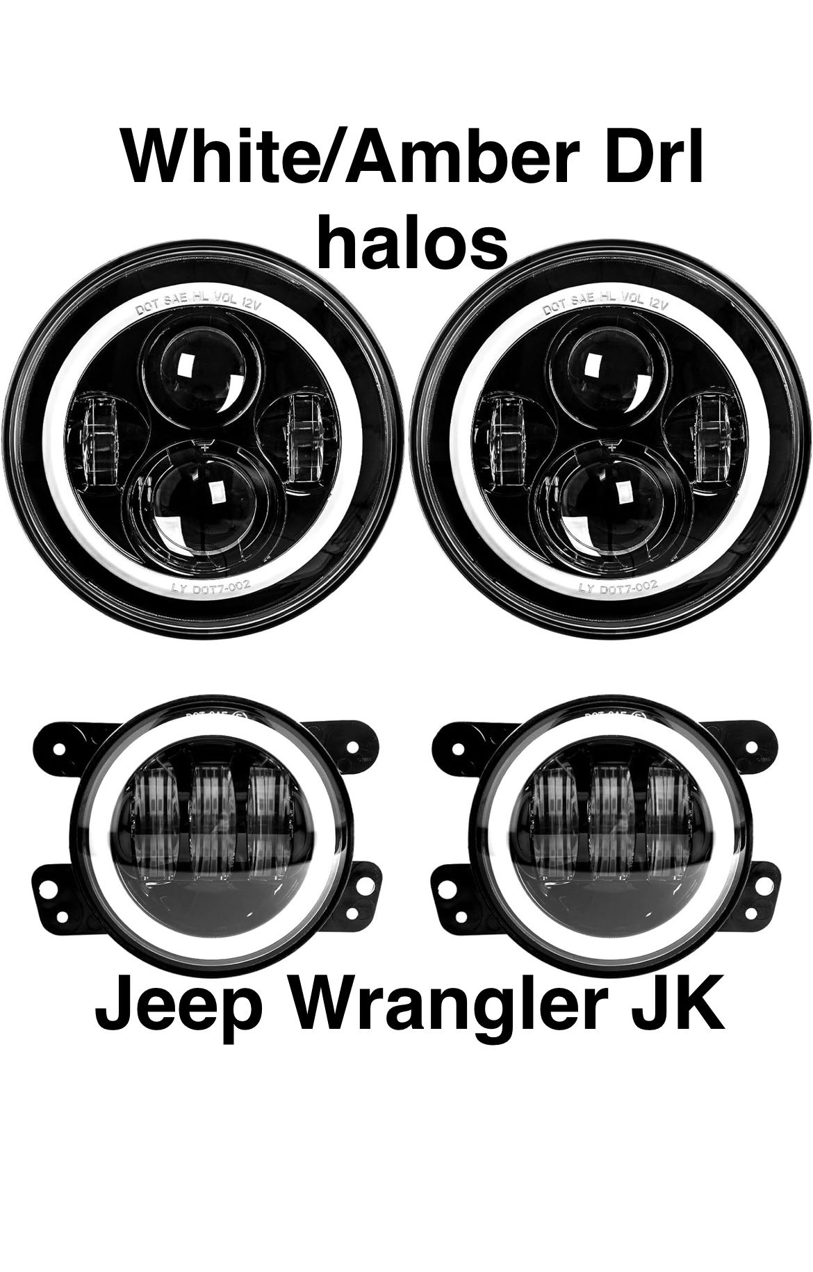 Headlights And Fog Lights Led With Drl Halos White /amber