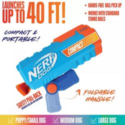 NERF Compact Blaster with Folding Handle Dog Ball Launcher Toy
