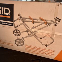 RIDGID Foldable Mobile Miter Saw Stand with Mounting Braces