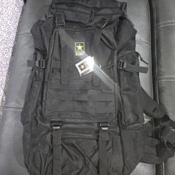 New U.S. Army Black Camping Backpack Water Resistant Multiple Pockets Zipper $40
