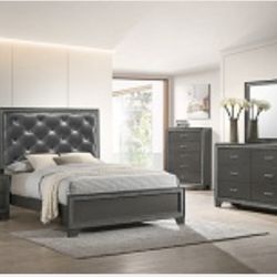 4- Pc Bedroom set Dresser,Mirror  Nightstand (1) Queen size bed frame  Not including Mattress and Box Sp