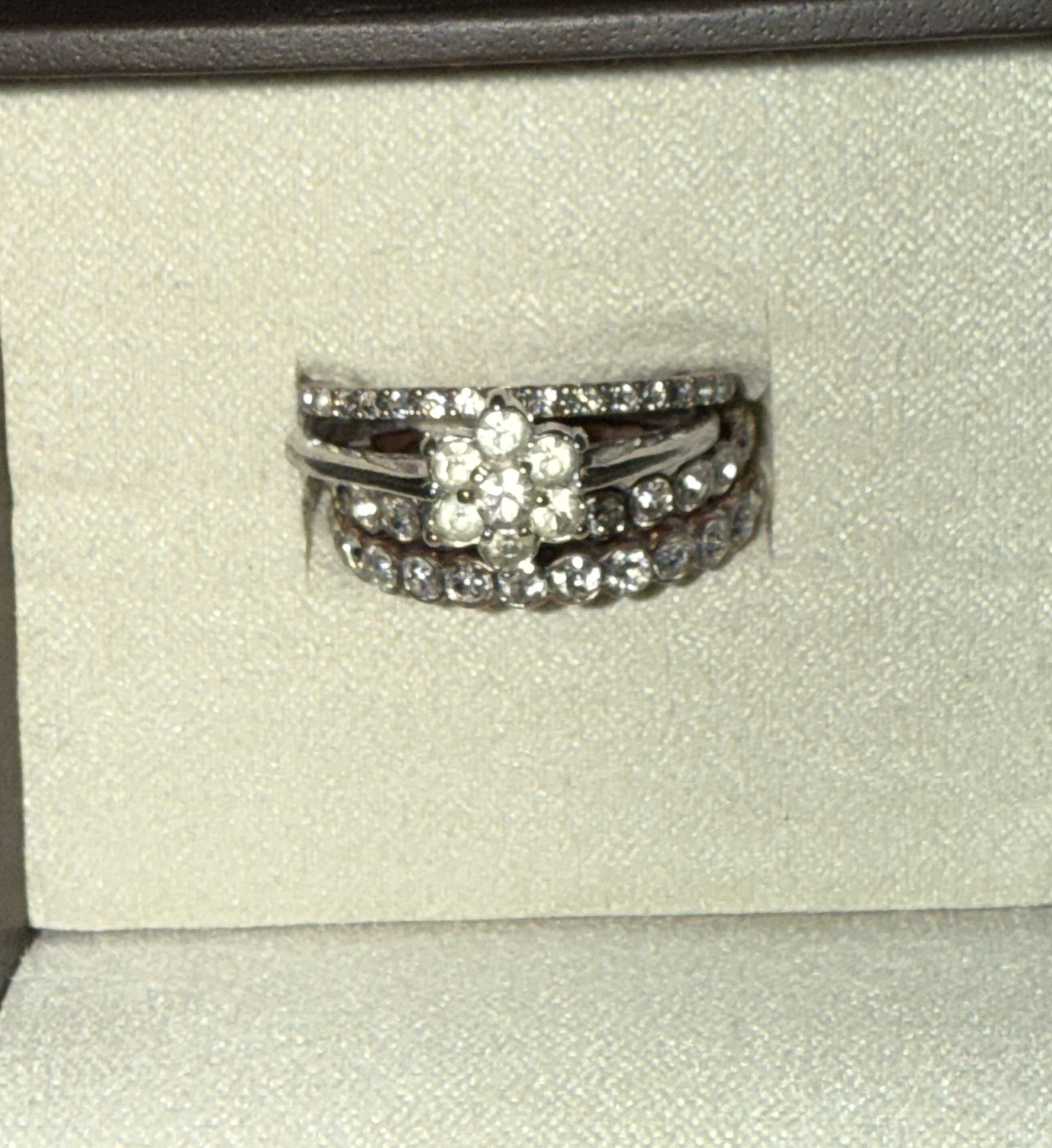 Cubic zircon Diamond Cluster Stacking Rings Set Of 4