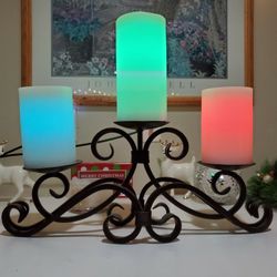 3-Tier Black Iron Metal Candle Holder
