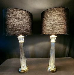 Waterford Carina Column Lamps - Deep Vertical Cuts In Absolutely Mint Condition!
