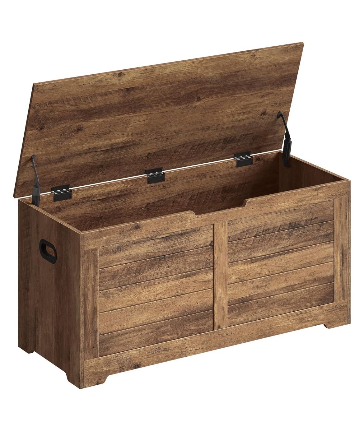 Storage Chest, Storage Bench with 2 Safety Hinges, Farmhouse Style, 15.7 x 39.4 x 18.1 Inches, for Entryway, Bedroom, Living Room, Honey Brown ULSB061