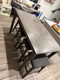 Dark Brown Bar Height Table with 4 Stools