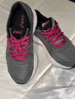 ASICS Women's Gray and Hot Pink Athletic Running Shoes