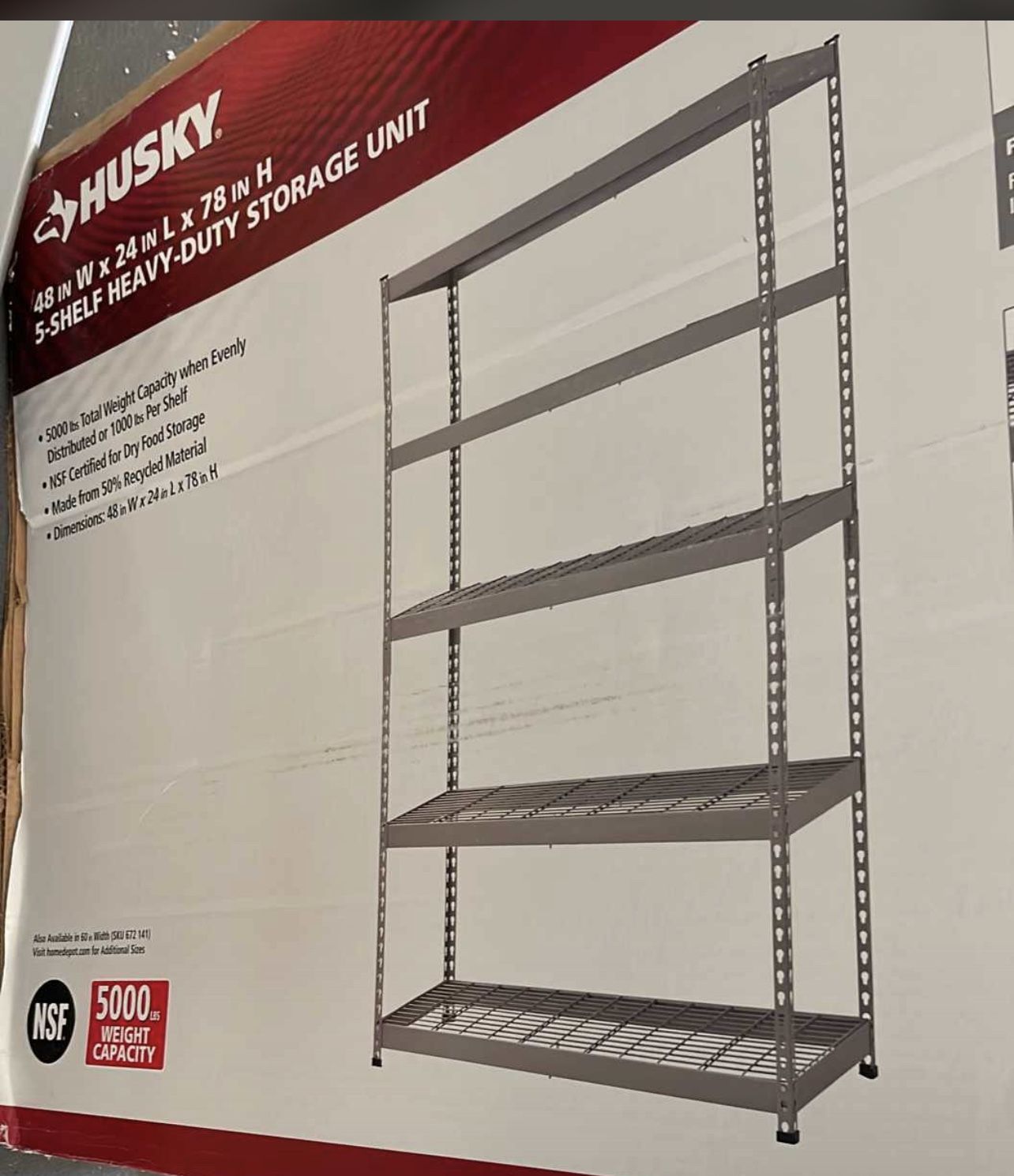 Racks husky 5Tier Heavy Duty Steel Garage Storage Shelving Unit in