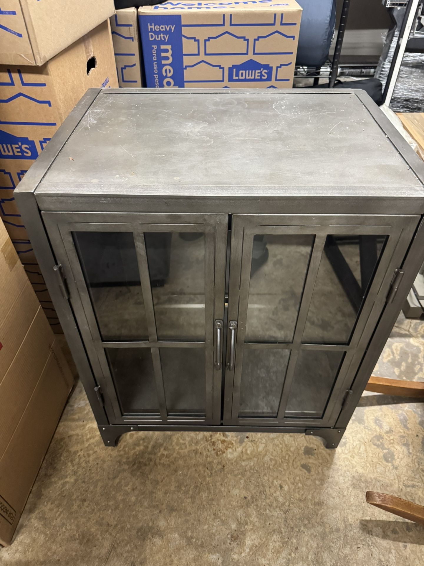 Metal Storage Cabinet With Glass Doors