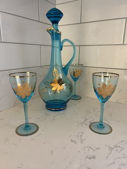 vintage Romanian glass decanter set