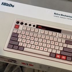 8Bitdo Retro NES Mechanical Keyboard, Bluetooth/2.4G/USB-C Hot Swappable Gaming Keyboard with 87 Keys, Dual Super Programmable Buttons
