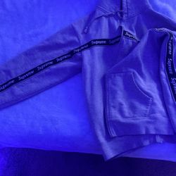 supreme text stripe hooded sweatshirt