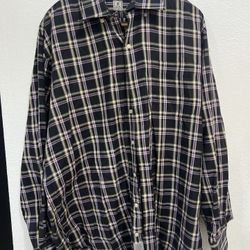PETER MILLAR Plaid Duck Embroidery Long Sleeve Button Men XL Golf Plaid Shirt