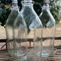 1960s 1/2 Gallon Glass Pepsi Bottles With Original Aluminum Tops