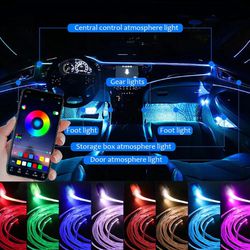 14-in-1 Car RGB LED Interior Ambient Lamp Fiber Optic Wire Strip w/ app