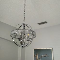 Shiny Silver Chandelier. Elegant And Modern Chic 