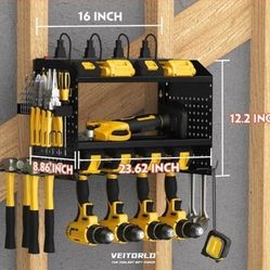 Power Tool Organizer Wall Mount with Charging Station