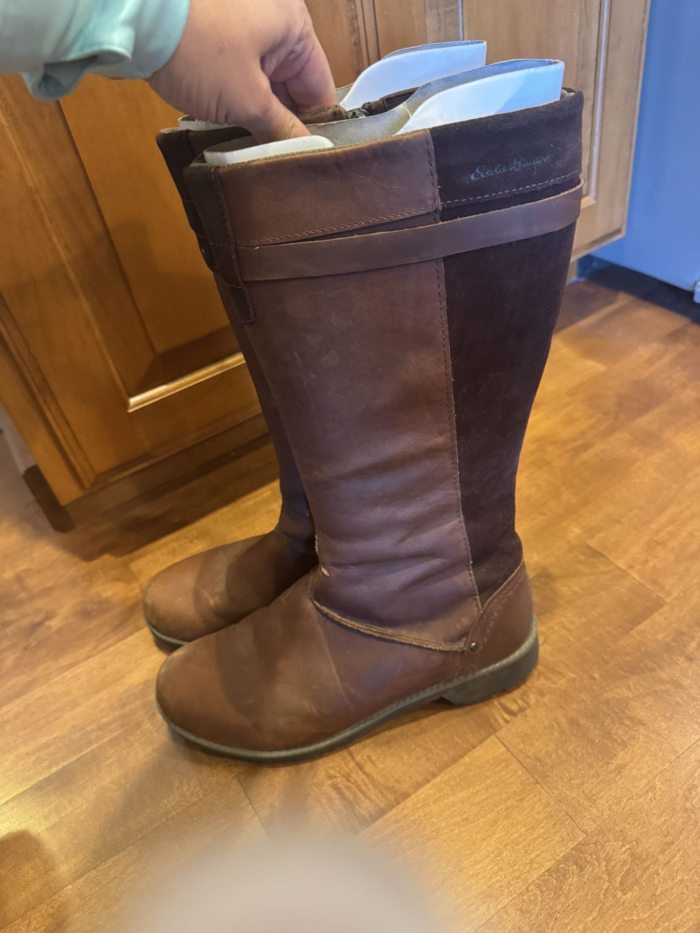 Woman’s Eddie Bauer, leather waterproof riding boots shipping available