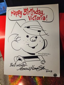 Marcus Hamilton Signed Hand Drawn 8x11 Sketch of Dennis the Menace W/COA