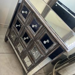 Mirrored Wooden Nightstand