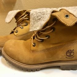 TIMBERLAND WOMEN'S TEDDY FLEECE WP FOLD-DOWN BOOT WHEAT SUEDE