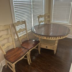 Solid Wood Dining Table + 4 Chairs 