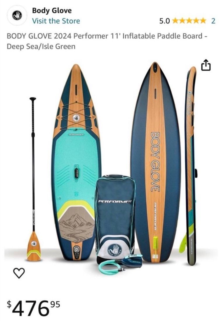 BNIB Body Glove Performer 11 SUP Package - Paddle Board, Paddle, Storage Backpack, Electric and Hand Pumps, Coil Leash Included